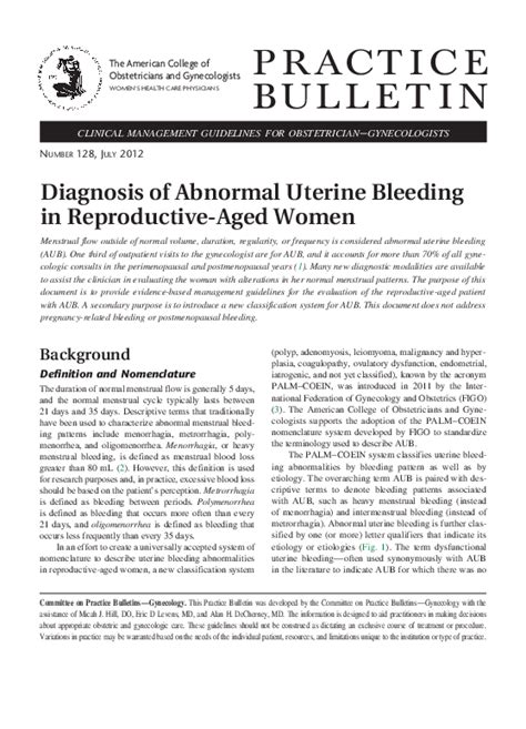 acog abnormal uterine bleeding bulletin